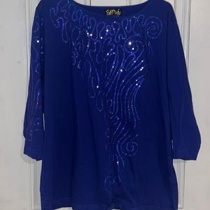Bob Mackie Wearable Art 2X blue sequined top